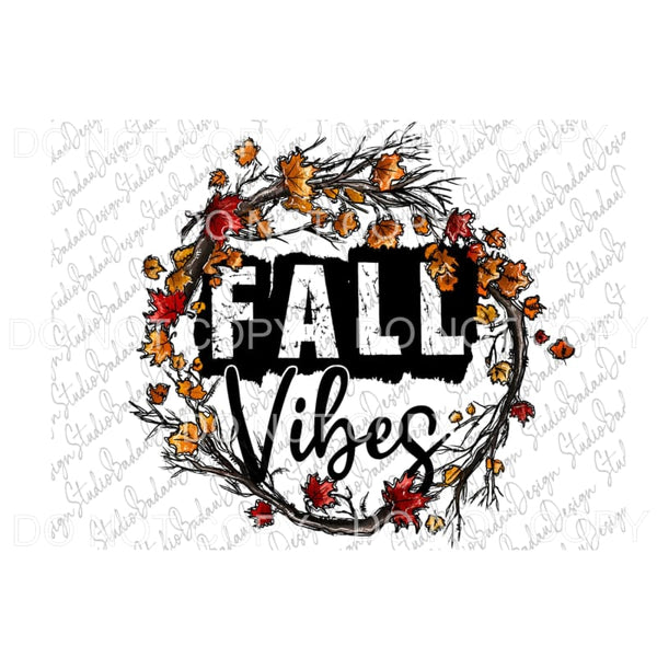 Fall Vibes Leaves Twig Wreath Orange Colors #361 Sublimation