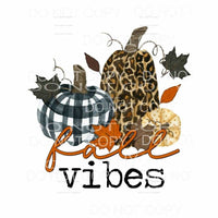 Fall Vibes Pumpkins Black Buffalo Plaid Leopard Leaves Fall 