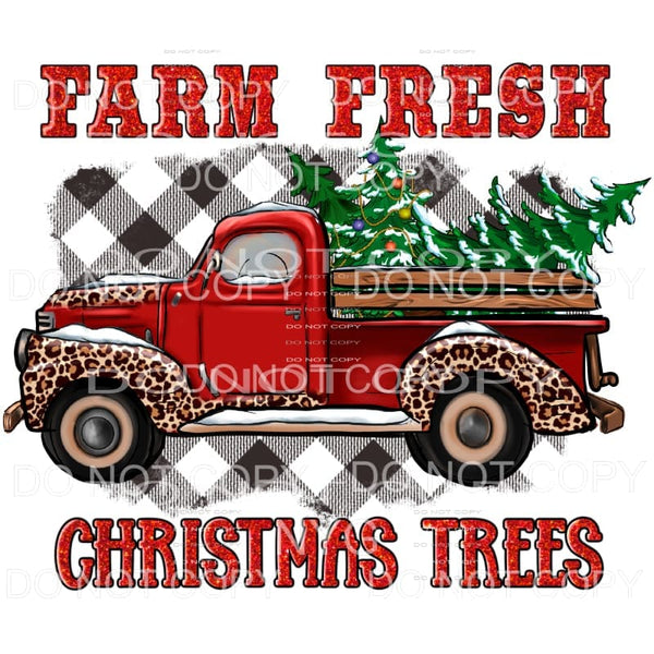 Farm Fresh Christmas Trees Red Vintage Truck Leopard Black 