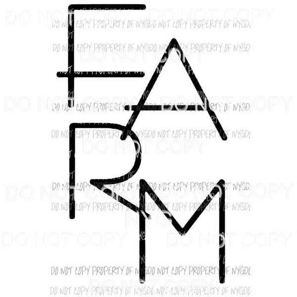 FARM stacked letters Sublimation transfers Heat Transfer