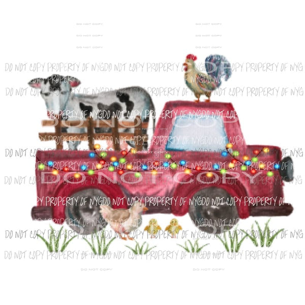 Farm truck with lights Watercolor Christmas Sublimation transfers Heat Transfer