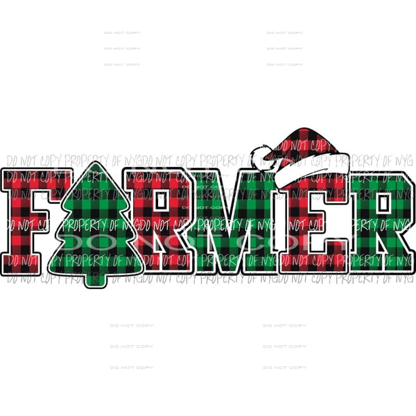 FARMER buffalo plaid tree santa hat Sublimation transfers Heat Transfer