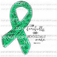 Fearfully and Wonderfully Made Green ribbon Sublimation transfers Heat Transfer