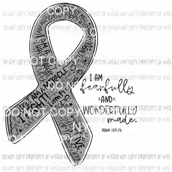 Fearfully and Wonderfully Made Silver ribbon Sublimation transfers Heat Transfer