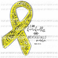 Fearfully and Wonderfully Made Yellow ribbon Sublimation transfers Heat Transfer