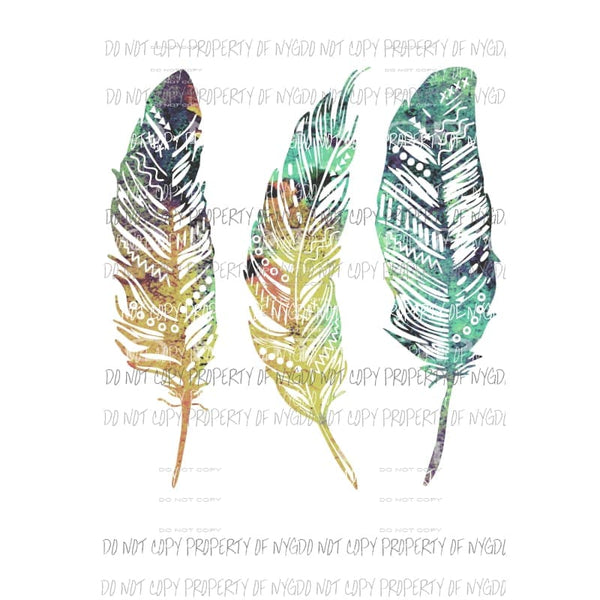 Feathers trio watercolor boho Sublimation transfers Heat Transfer