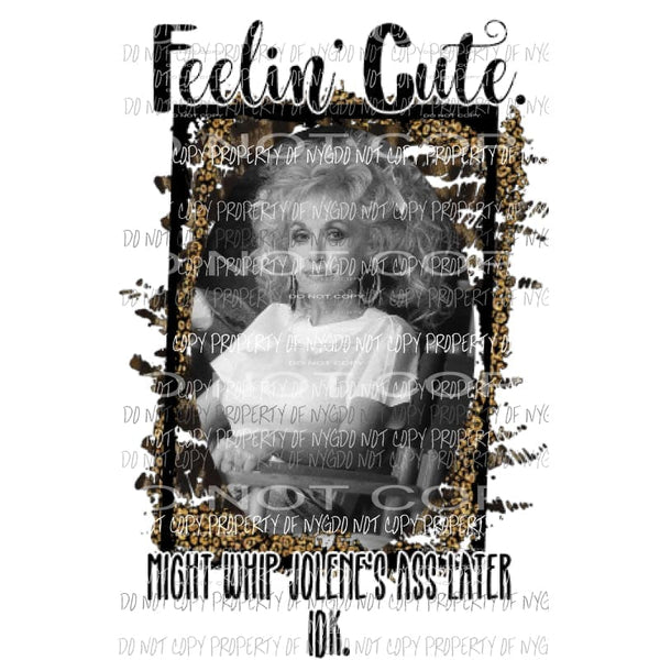 Feelin cute Dolly Jolene 1 Sublimation transfers Heat Transfer