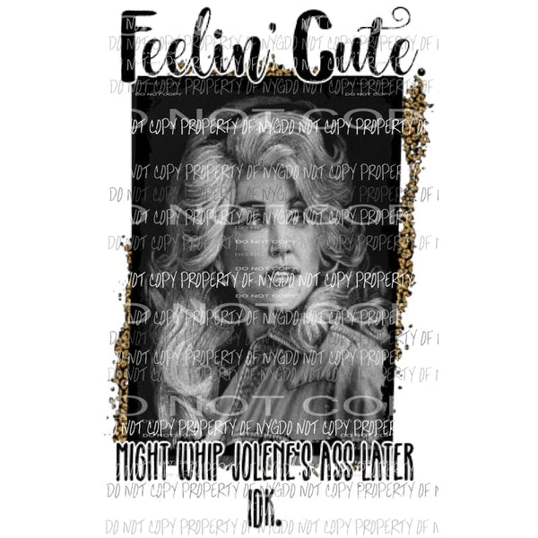 Feelin cute Dolly Jolene 3 Sublimation transfers Heat Transfer