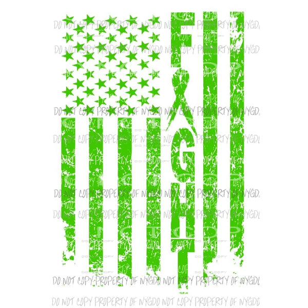 Fight FLAG Cancer Lime Green Sublimation transfers Heat Transfer