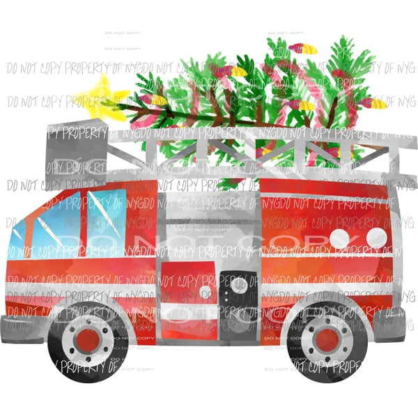 Fire Truck Tree Christmas Sublimation transfers Heat Transfer