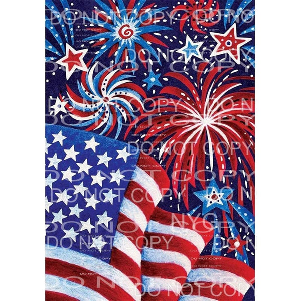 Fireworks American Flag Sheet Sublimation transfers - Heat 