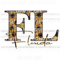FL Florida Sunflower Sublimation transfers Heat Transfer