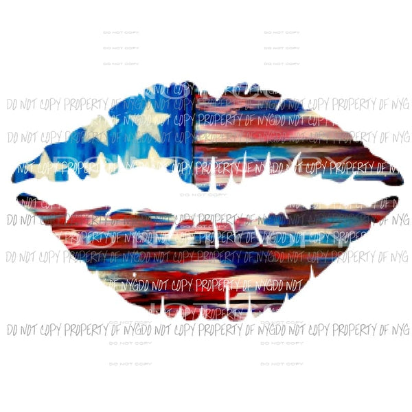 Flag Lips 2 Sublimation transfers america 4th july Heat Transfer