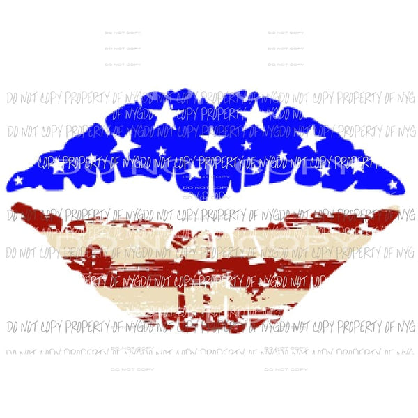 Flag Lips 3 Sublimation transfers america 4th july Heat Transfer