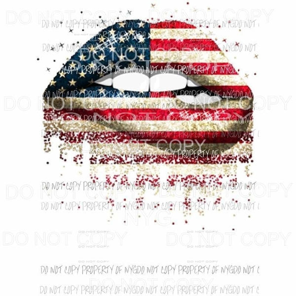 Flag Lips # 3 Sublimation transfers usa america july 4th Heat Transfer