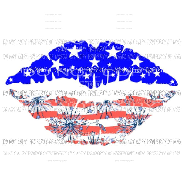 Flag Lips 4 Sublimation transfers america 4th july Heat Transfer