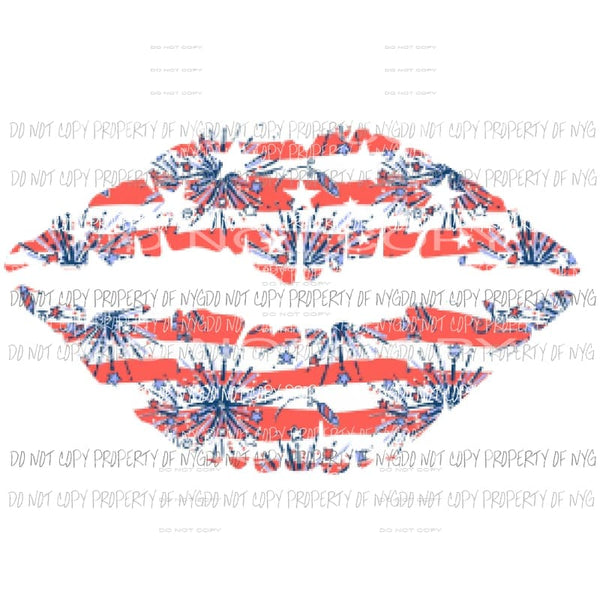 Flag Lips 5 Sublimation transfers america 4th july Heat Transfer