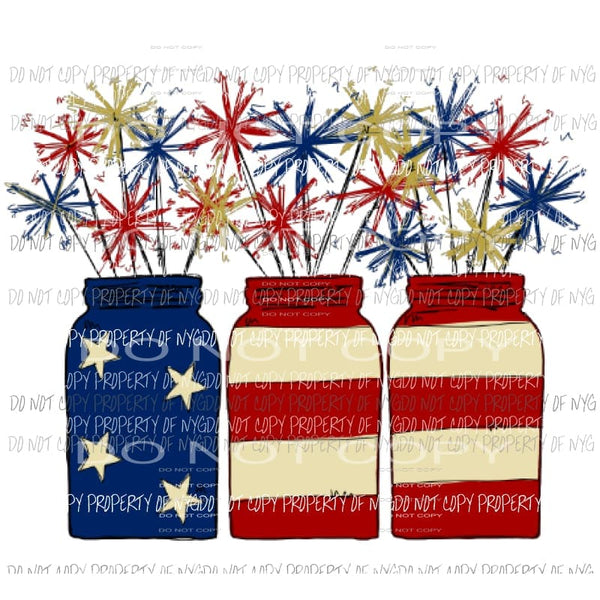 Flag Mason Jars Sublimation transfers Heat Transfer