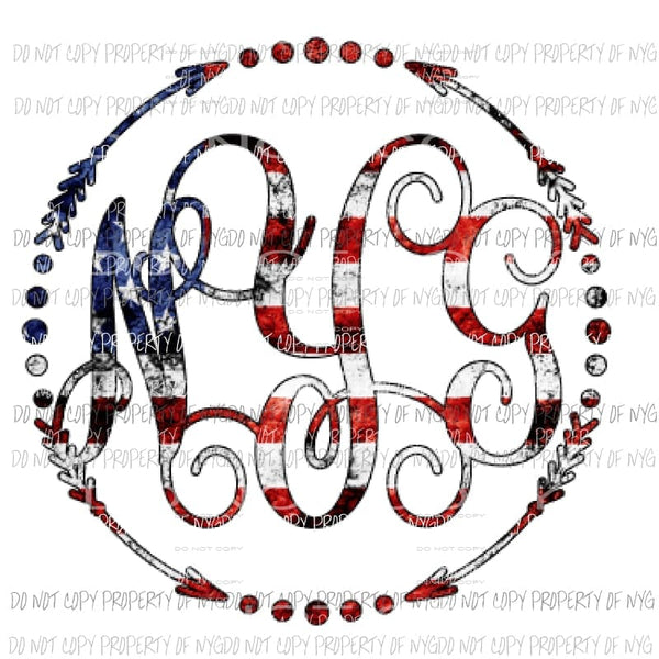 Flag Monogram 2 Sublimation transfers Heat Transfer