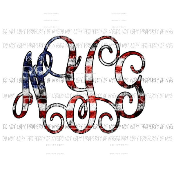 Flag Monogram 3 Sublimation transfers Heat Transfer