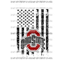 Flag Ohio State Buckeyes #3 black grunge Sublimation transfers Heat Transfer