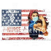 Flag Red white Blue Nurse Flag Brown Hair 2 Sublimation transfers Heat Transfer