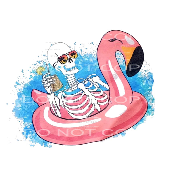 flamingo skull float # 4424 Sublimation transfers - Heat 