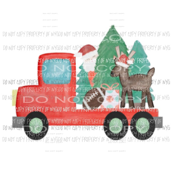 Flatbed Truck santa Sublimation transfers Heat Transfer