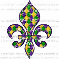 Fleur De Lis #5 Mardi Gras Louisiana green gold purple Sublimation transfers Heat Transfer