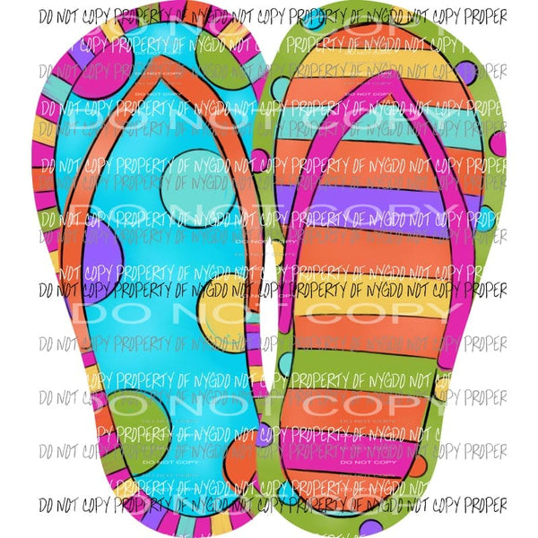 Flip Flops Bright Colors Prints Sublimation transfers Heat Transfer