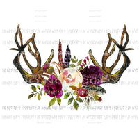 Floral antlers flowers feathers Sublimation transfers Heat Transfer