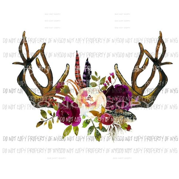 Floral antlers flowers feathers Sublimation transfers Heat Transfer