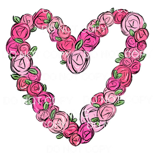 Floral Heart Pink #2220 Sublimation transfers - Heat 