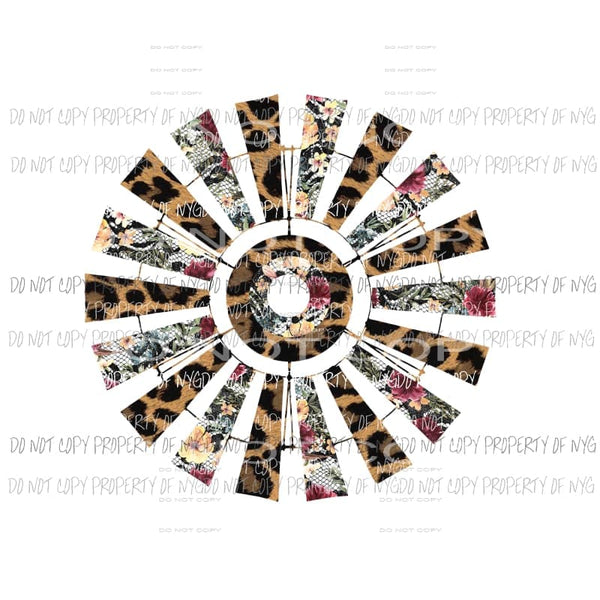 Floral leopard windmill Sublimation transfers Heat Transfer