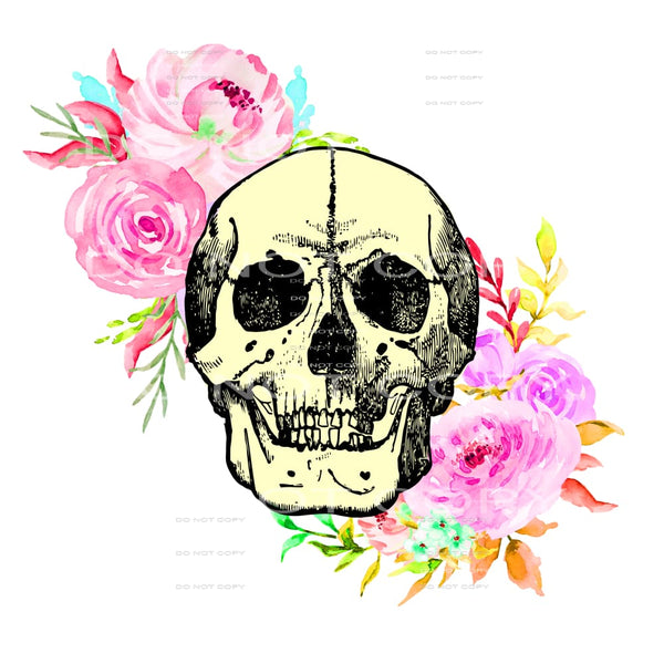 floral skull #8595 Sublimation transfers - Heat Transfer