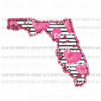 Florida pink heart black stripes Sublimation transfers Heat Transfer