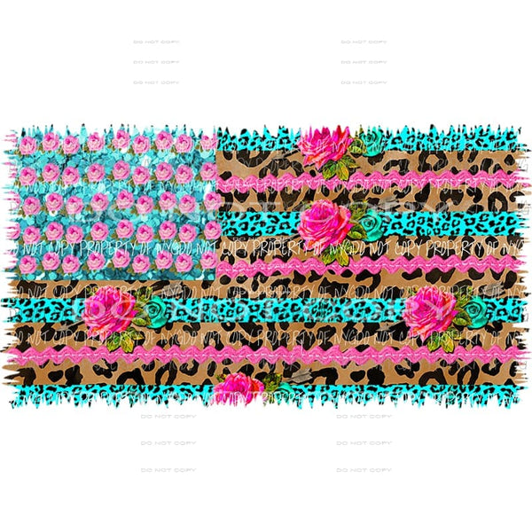 Flower Leopard Flag Sublimation transfers Heat Transfer