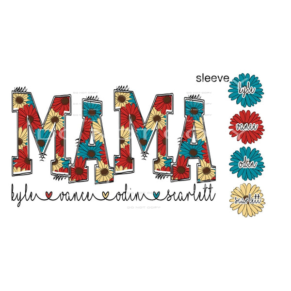 Flower NAMES custom Mama - Mimi - Mom - Nana put names in