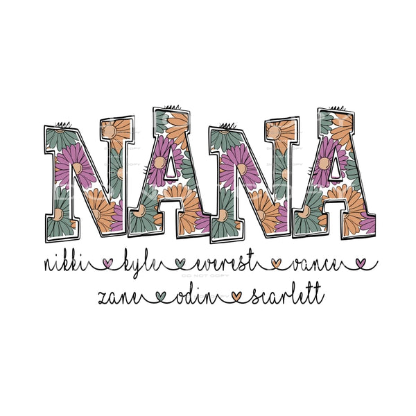 Flower pastel NAMES custom Mama - Mimi - Mom - Nana put