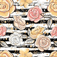 Flowers Gold Black Stripes Sheet Sublimation transfers - 
