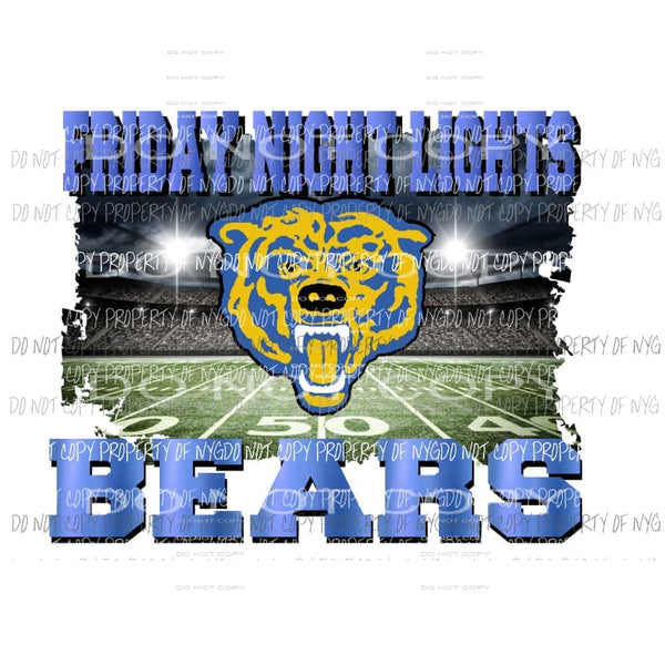 FNL 1 Bears Blue Gold Sublimation transfers Heat Transfer
