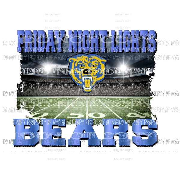 FNL 3 Bears Blue Gold CUSTOM YOU MUST ORDER 10 the first time Sublimation transfers Heat Transfer