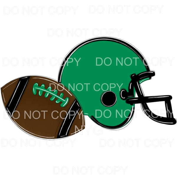 Football and Helmet Green Black #767 Sublimation transfers -