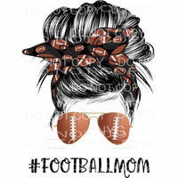 Football Mom Messy Bun Football Glass Hair Scarf Sublimation
