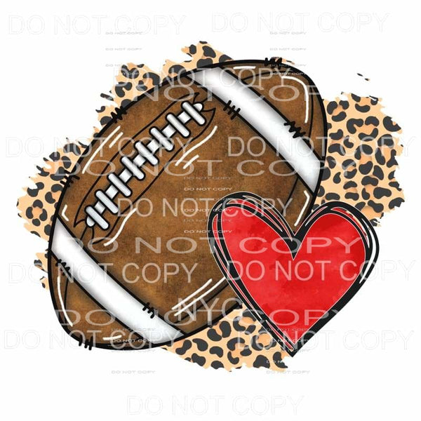Football Red Heart Leopard Background Sublimation transfers 