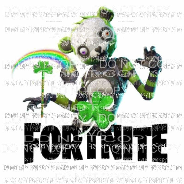 Fortnite Bear st patricks day Sublimation transfers Heat Transfer