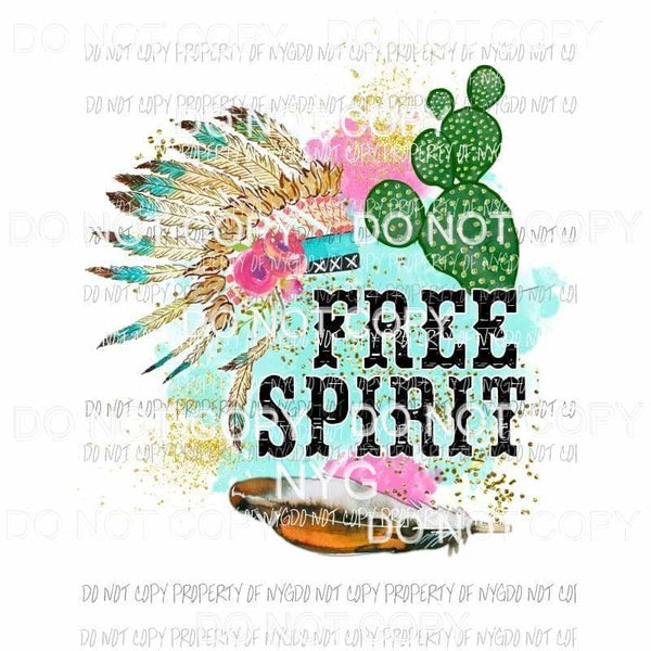 Free Spirit indian headdress feathers cactus Sublimation transfers Heat Transfer