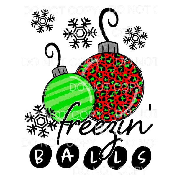 Freezin Balls Red Green Leopard Stripes Ornaments #1606 