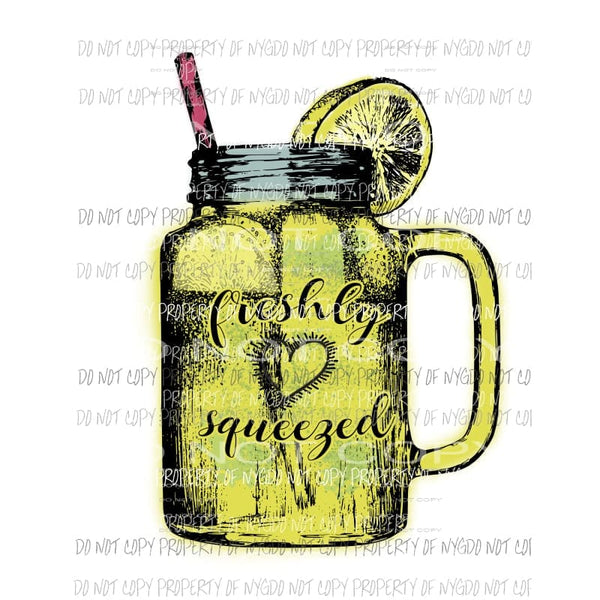 Freshly Squeezed Lemonade mason jar Sublimation transfers Heat Transfer