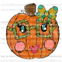 Funky Nerd Pumpkin glasses polka dot bow Sublimation transfers Heat Transfer